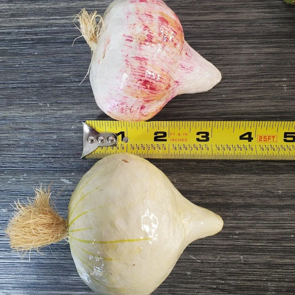 Vtg Vegetables (6) Artificial Paper Mache - Pepper Garlic Mushroom Turnip Radish